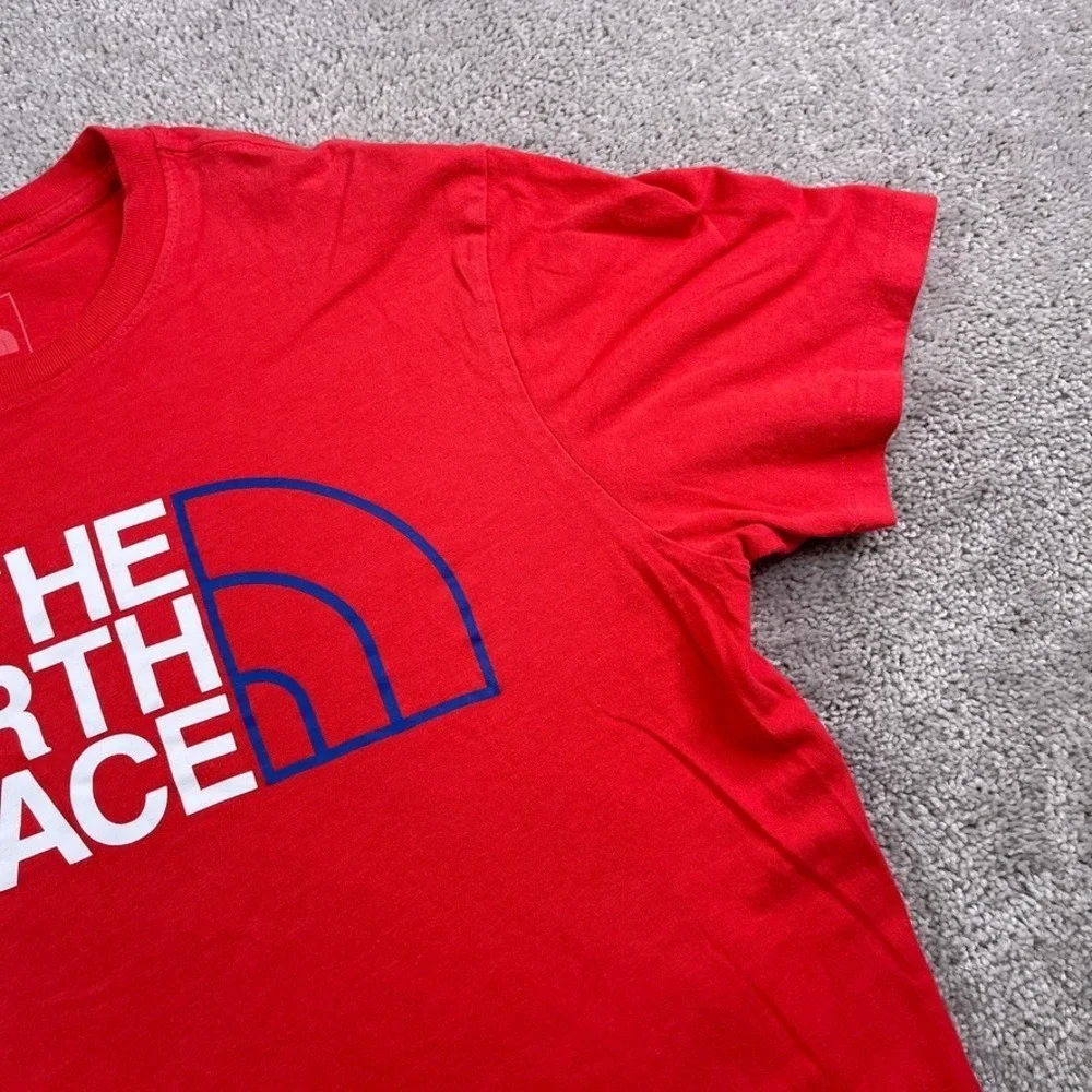 North Face Shirt Mens Medium Red Half Dome Logo Graphic‎ Tee Hiking Outdoors